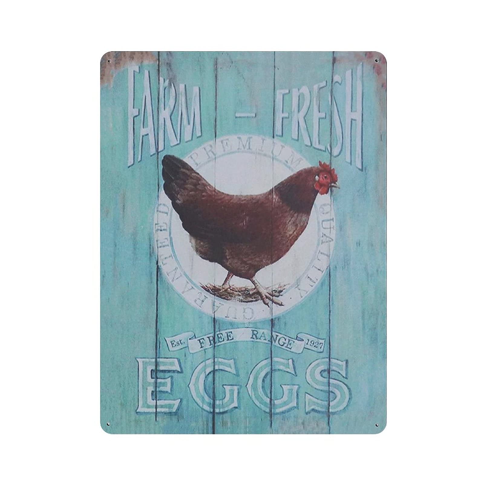 Metal Tin Sign Farm Fresh Free Range Eggs Vintage Tin Poster Metal Sign Wall Decoration Country Kitchen Home Garage Decor 16"x12"