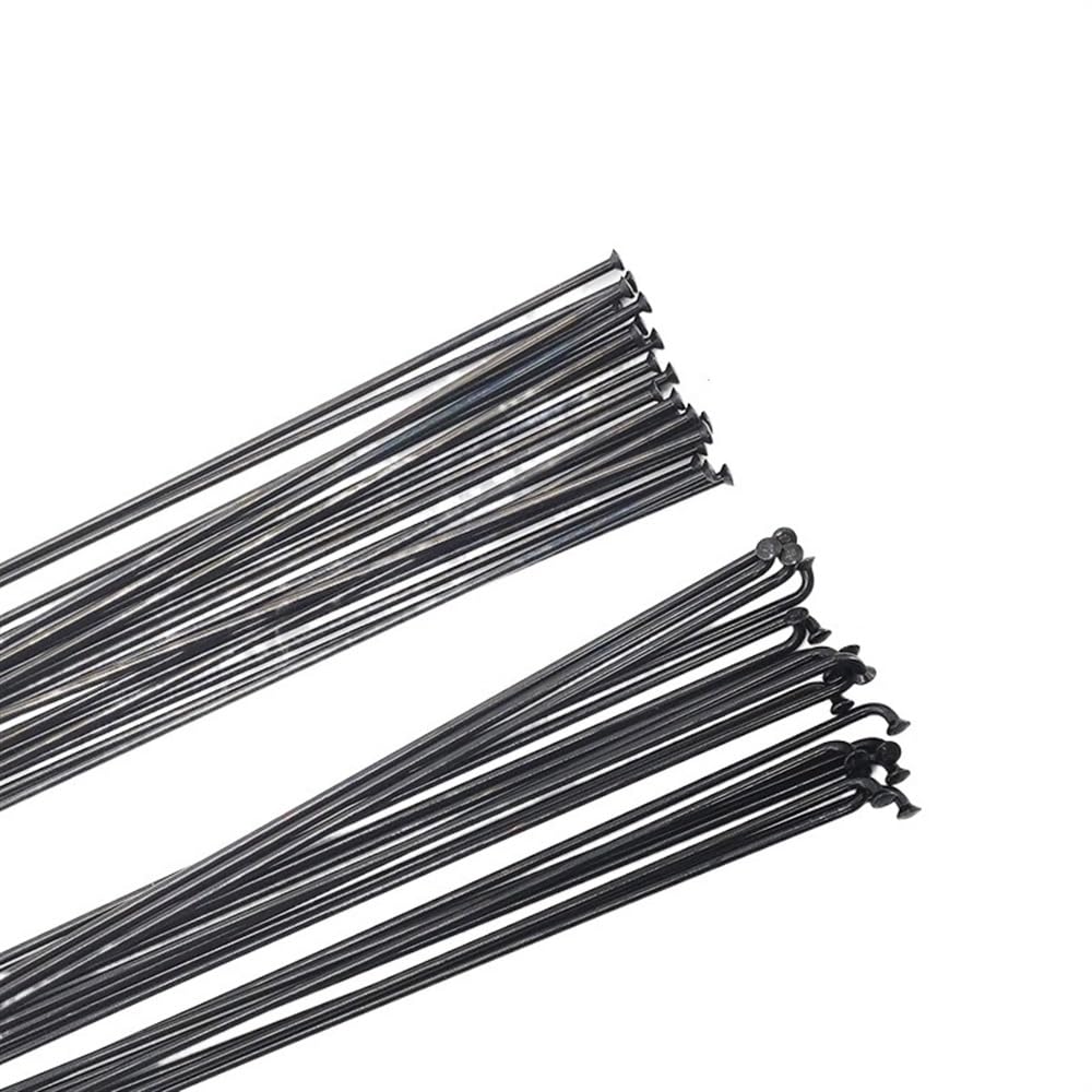 JIASHUNHE Cycling Spokes 2.0 Round Spokes J-bend/Straight Pull Head Bicycle Black(Straight 44PCS)