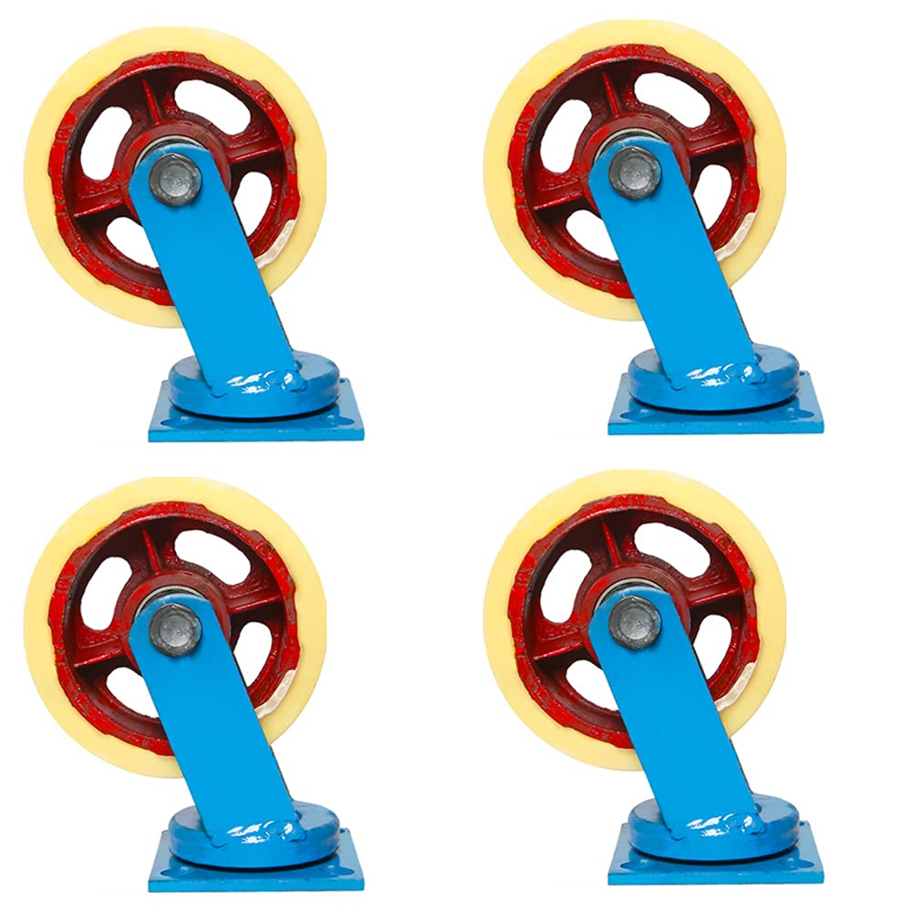 Ruedas de Alta Resistencia, Nylon con núcleo de Hierro/Ancho 70 mm Carretilla universales / 1000 kg de Carga/Placa Inferior de 130 * 130, Cuatro cargadas