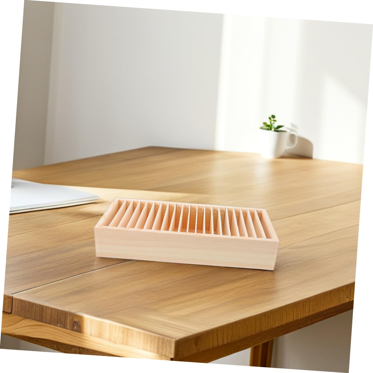 Operitacx 2 Stück Holz Karteikartenbox mit Mehreren Fächern, Abnehmbar