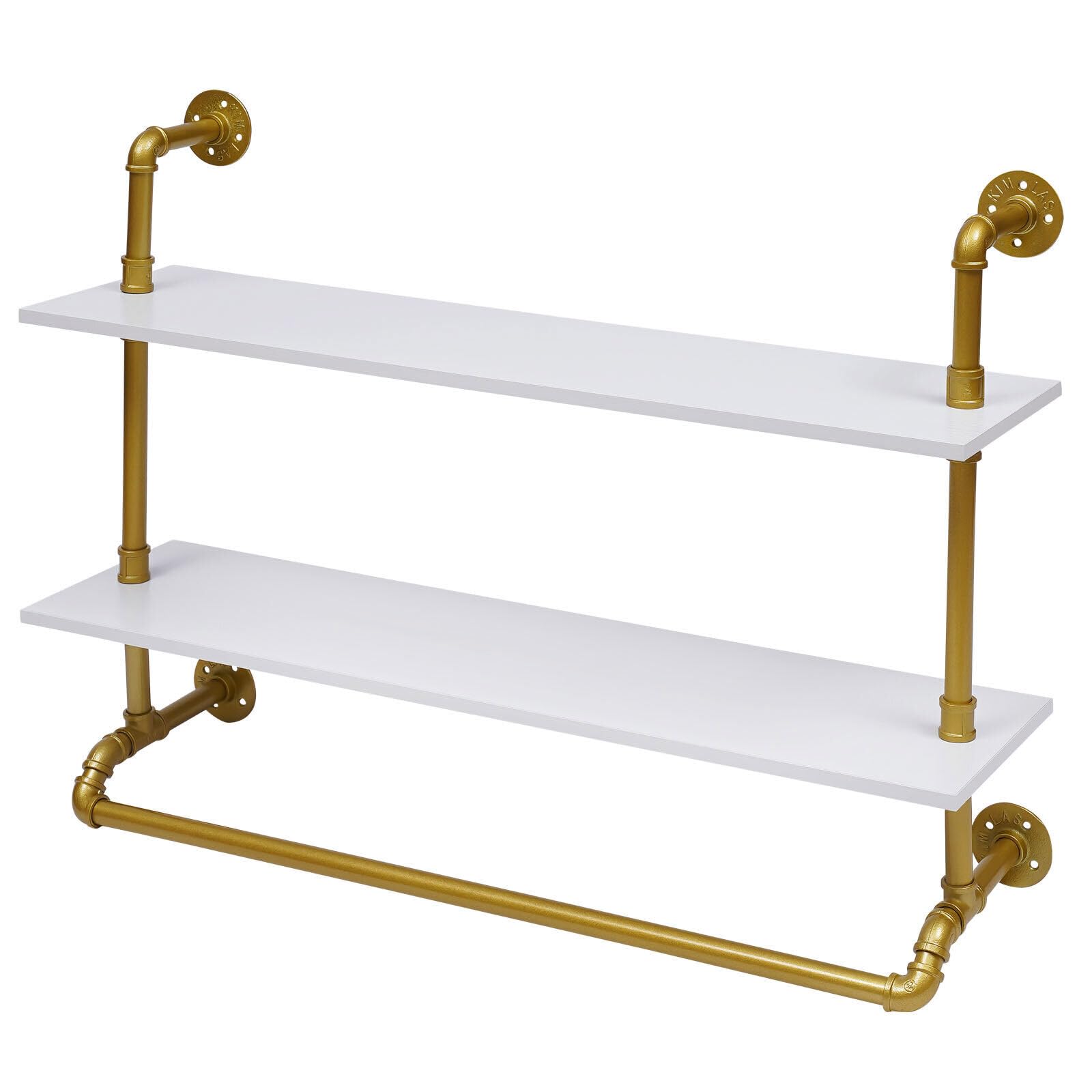 HinLIaDa Wall Mounted Clothes Rack Gold with Shelf, 40