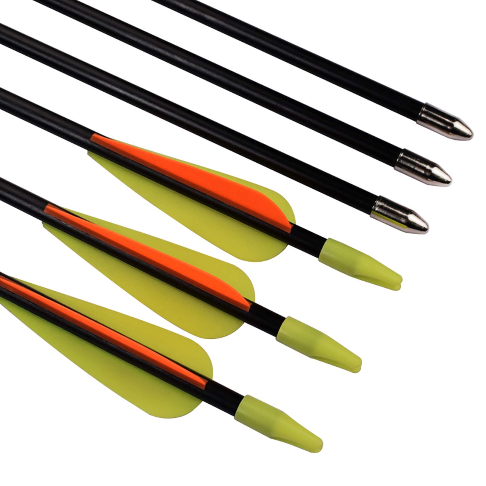 Flèches en Fibre de Verre Flèches d'entraînement 30 Pouces avec Tube de Support de flèche Arcs Classiques en Verre de sécurité adaptés aux Jeunes Enfants Femme débutant