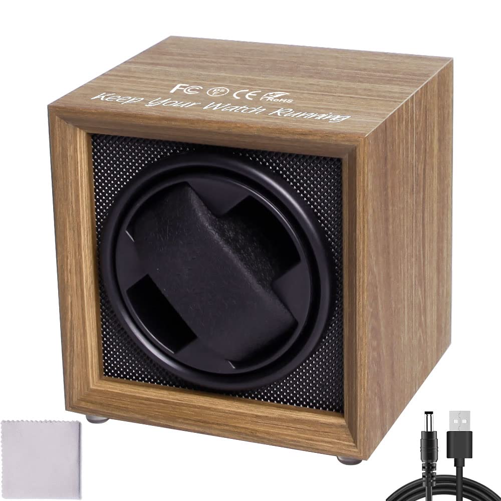 Automatic Watch Winder with Soft Flexible Watch Pillow AC Adapter Quiet Motor 2 Rotation Modes 1 Slot