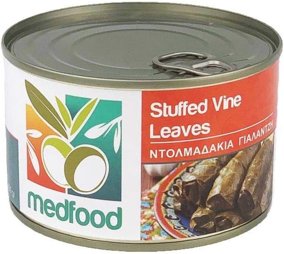 deli med - Stuffed Vine Leaves - DOLMADES - 6 x 2kg Tin (Pack of 6) - Hand Wrapped - Vegetarian - Ready to Eat Hot & Cold (6)