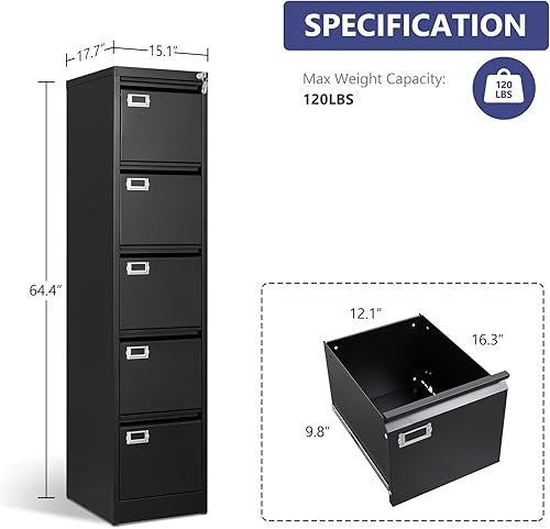 Miniatura 65 de Archivador de 4 cajones con cerradura, archivadores de metal, archivador vertical pequeño archivador de acero con cerradura para oficina en casa