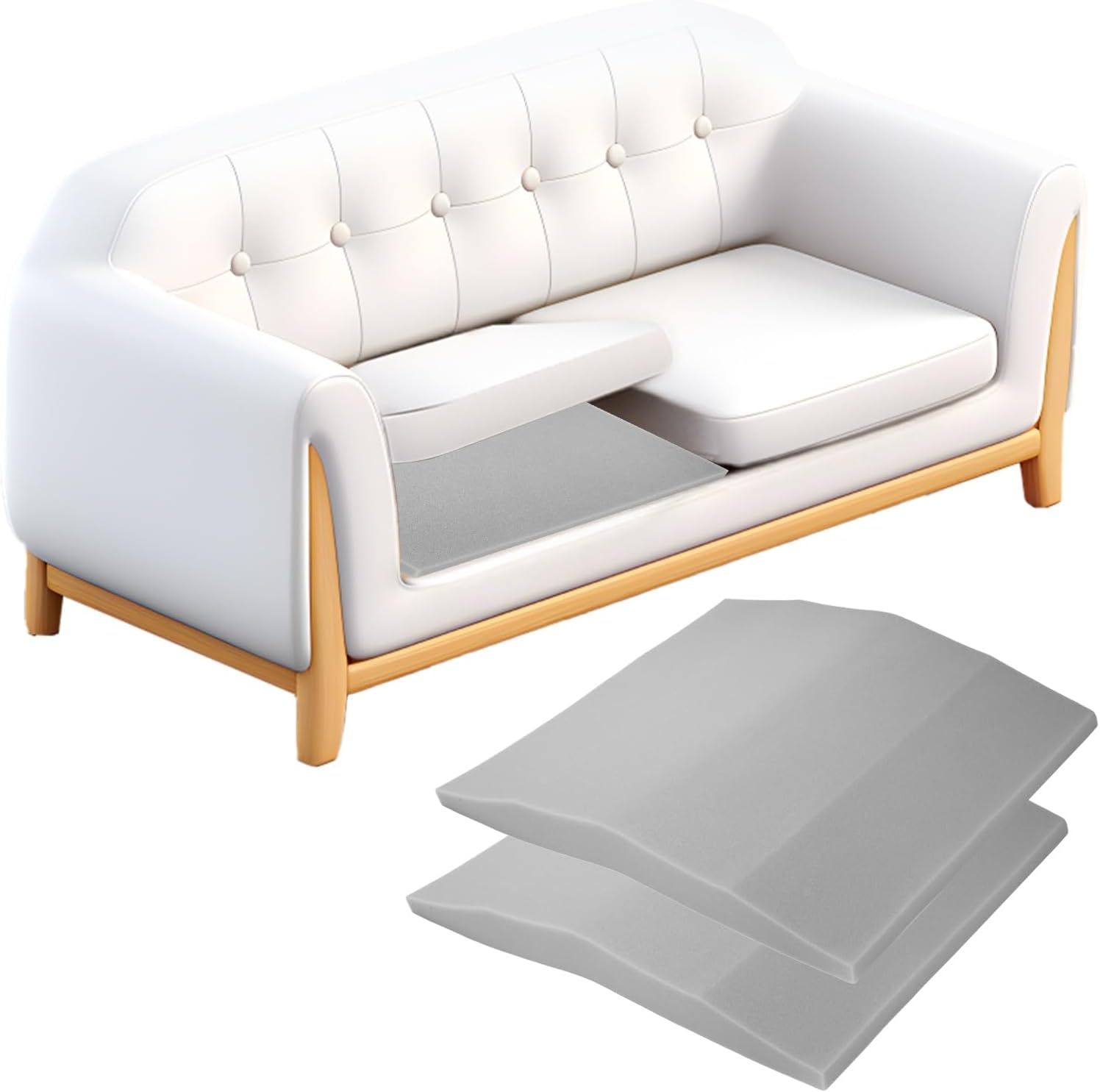uxcell 2Pcs Couch Cushion Support, 20" x 20" Trapezoid Sofa Support Board for Sagging Cushion Seats, Foam Furniture Seat Sagging Replacement, Light Gray