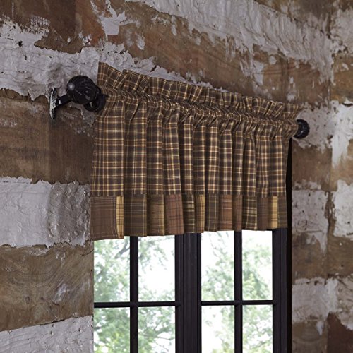 Vhc Brands Prescott Block Border Valance 16X72 Country Curtain, Dark Brown #TOP1