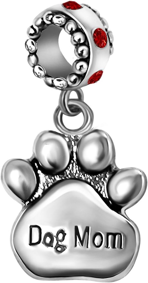 T50JewelryDog Mom Charms Pet Paw Print Beads Christmas Gifts For Bracelets