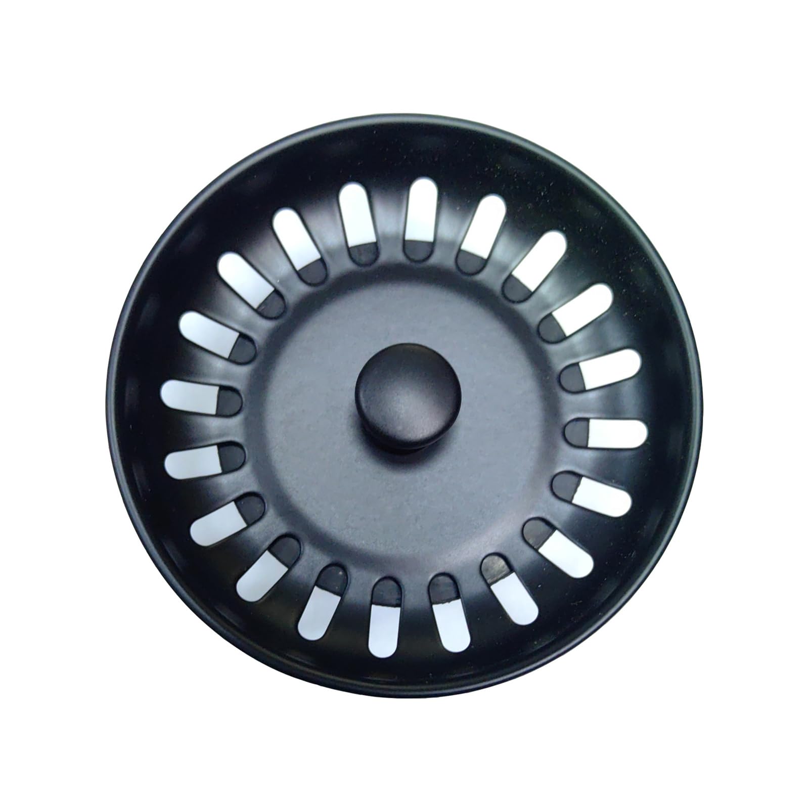Tappo per lavello in acciaio inox 304, nero, 8 cm, tappo di scarico per cucina e bagno, con guarnizione in gomma