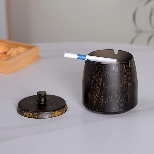 Miniatura 7 de Cenicero con tapa para cigarrillos, de acero inoxidable, sin humo, sin olor, resistente al viento, ceniceros para el hogar, oficina, mesa, exterior,