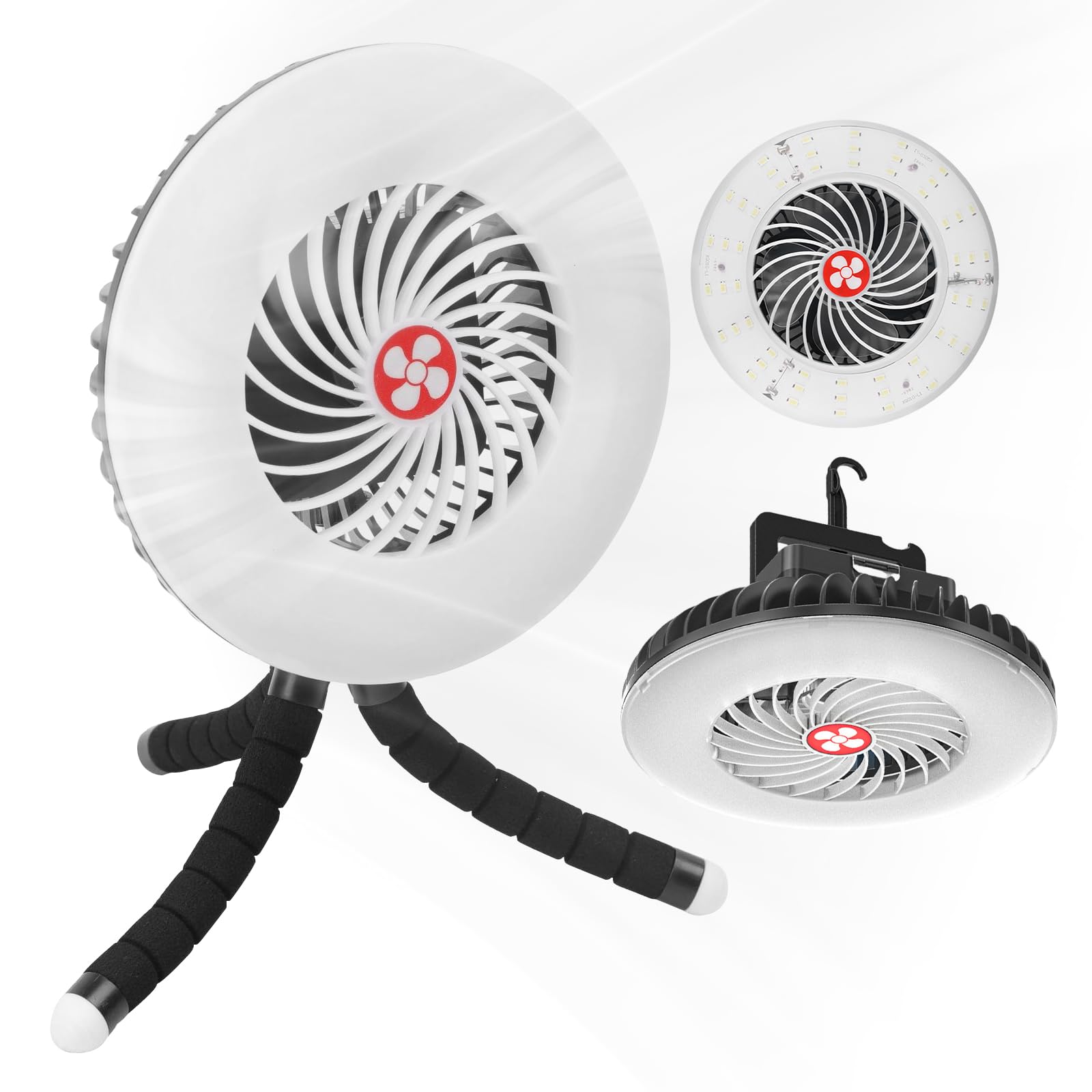 Lampada da campeggio a LED, portatile, ventilatore da campeggio con luce, lampada da campeggio, ventilatore solare per esterni, per auto, campeggio, ufficio, casa, USB