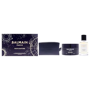 Cosmetic Bag Blue Limited Edition - C4 2025 by Balmain Hair Couture for Men - 3 Pc 3.38oz Vetiver 1974 Hair Perfume, 3.38oz Sculpting Wax, Pouch