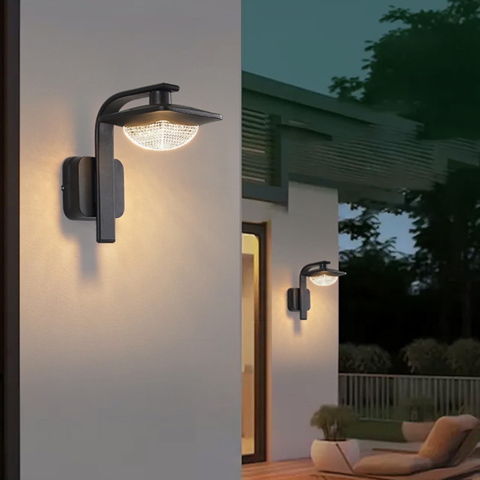 LED Schwarz Wandleuchte Aussen IP65 Wasserdichte Wandlampe Modern Kreativ Design Acryl Aluminium Wandbeleuchtung Außen/Innen Dekoration für Garten Villa Flur Garten (B,Warmes Licht)