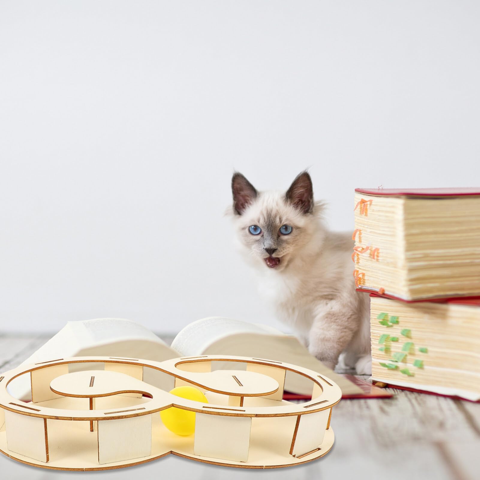 ibasenice Juguete para Gatos Varitas Interactivas para Gatos Bolas Interactivas para Mascotas Juguete para Gatos Pista De Bolas Laberinto De Madera