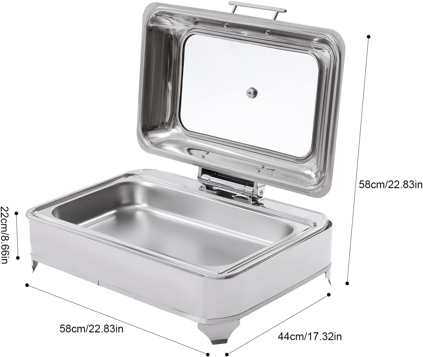 9L 1 Grid Electric Chafing Dish Buffet Set Adjustable Temperature Tabletop Food Warmer 110V,45-80℃, Stainless Steel, for Weddings, Birthday Parties, Buffets, Construction Sites