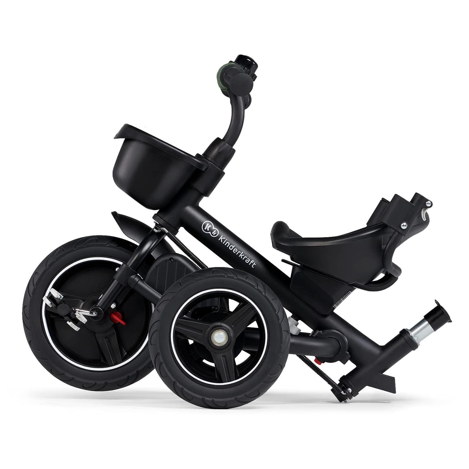 Kinderkraft SPINSTEP Triciclo Evolutivo Bebé 5 en 1 de 9 Meses a 5 Años, Bicicleta para niños, Plegable y reclinable, Capota Impermeable con Filtro UPF 50+, Asiento Giratorio 360 Grados, Verde