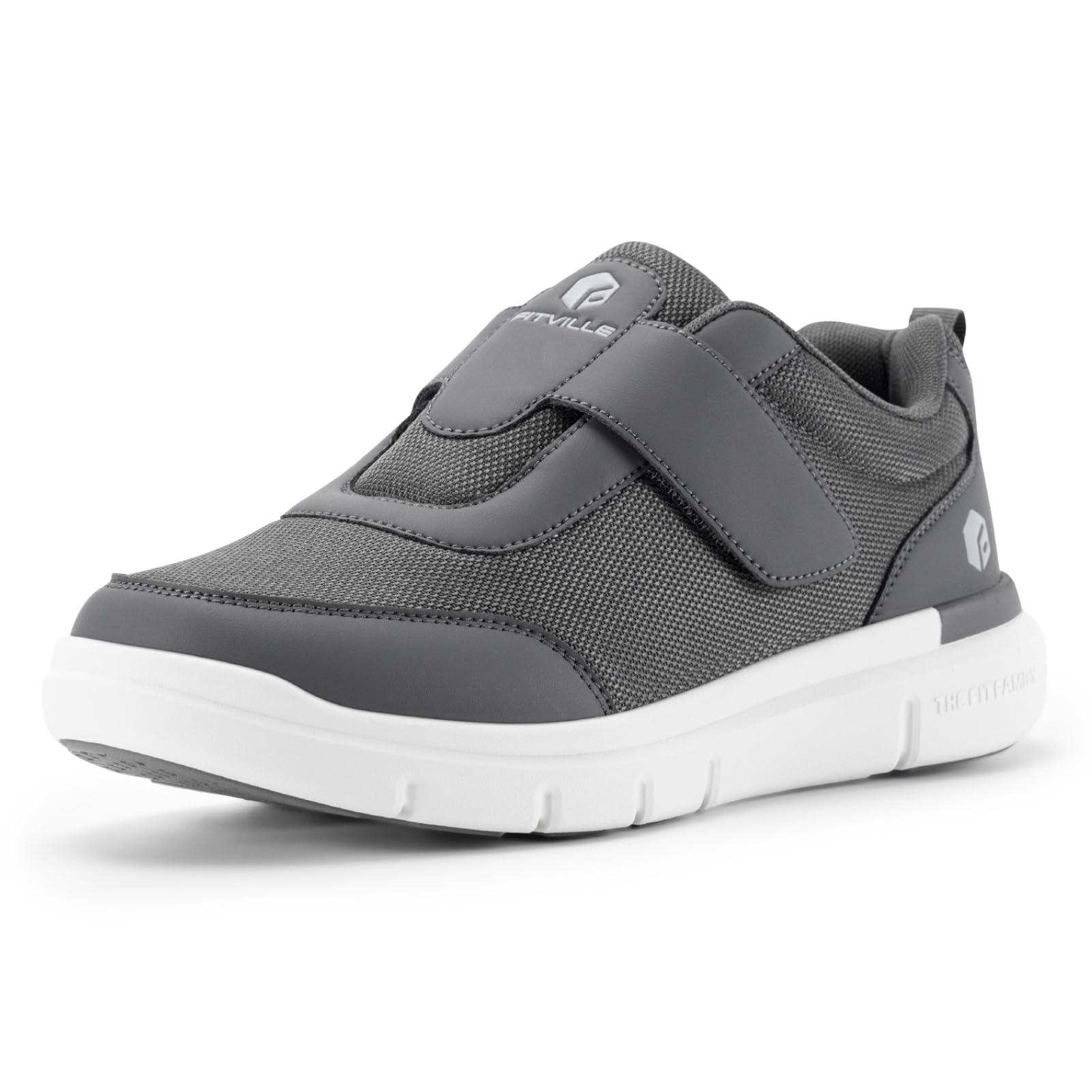 FitVille Scarpe Uomo Extra Larghe Scarpe Casual Sneaker per Piedi Sensibili Regolabili con Chiusura a Strappo