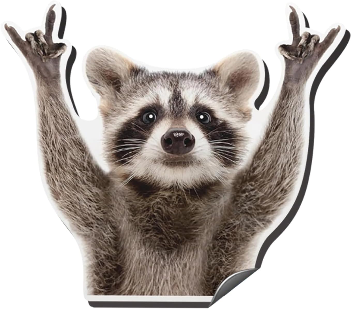 Magnetic Raccoon Car Decal, Rock Hand Sign Design, 5 x 4.3 inyl Reflective Decals Waterproof Funny for Car Bumper Motorcycle
