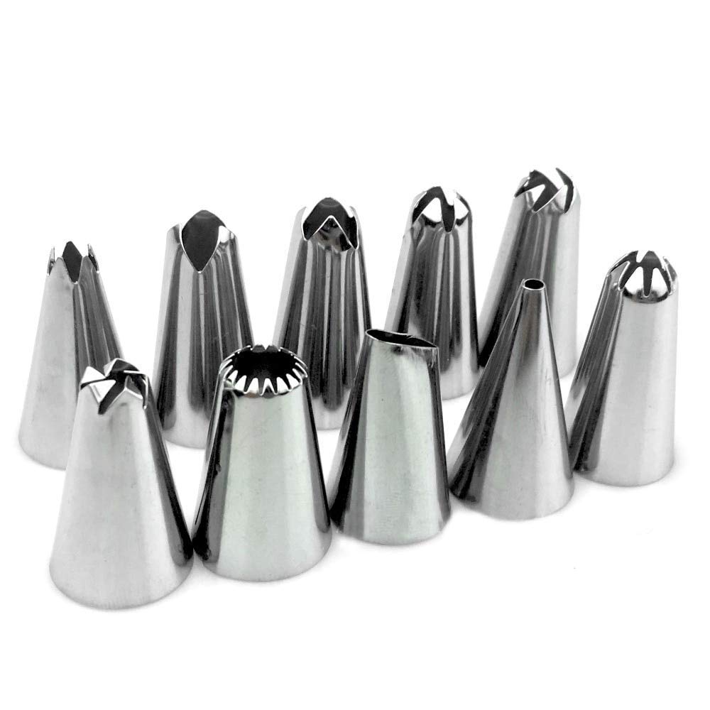 S.B. SHALU BHAI Nozzles 12Piece Cake Decorating Set Frosting Icing Piping Bag Tips with Steel Nozzles. Reusable & Washable. 1