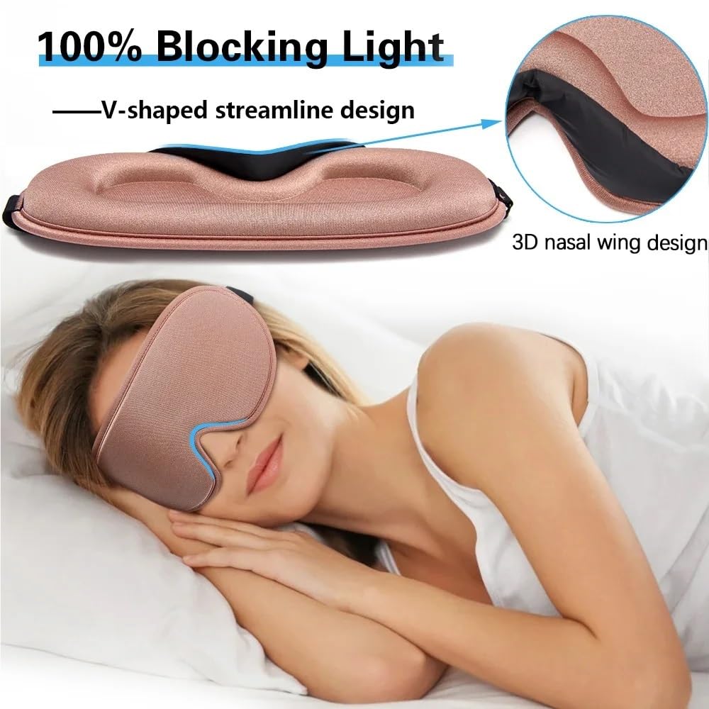 Antifaz para dormir con luz 3D, espuma viscoelástica, antifaz de seda para dormir para mujeres y hombres, máscara para dormir, sombra de ojos, ayuda para dormir (negro2)