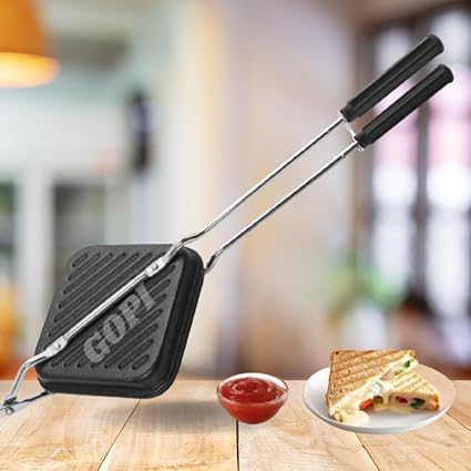 GOPI Non-stick Grill Sandwich Toaster, Gas Compatible, Black