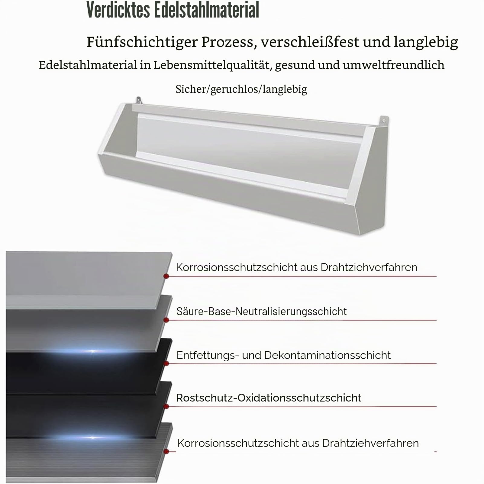 Urinal für Herren, Wandmontage, Edelstahl, 100 cm, mit Ablaufrohr, platzsparendes Urinal für Schulen, Krankenhäuser, Bars und Orte