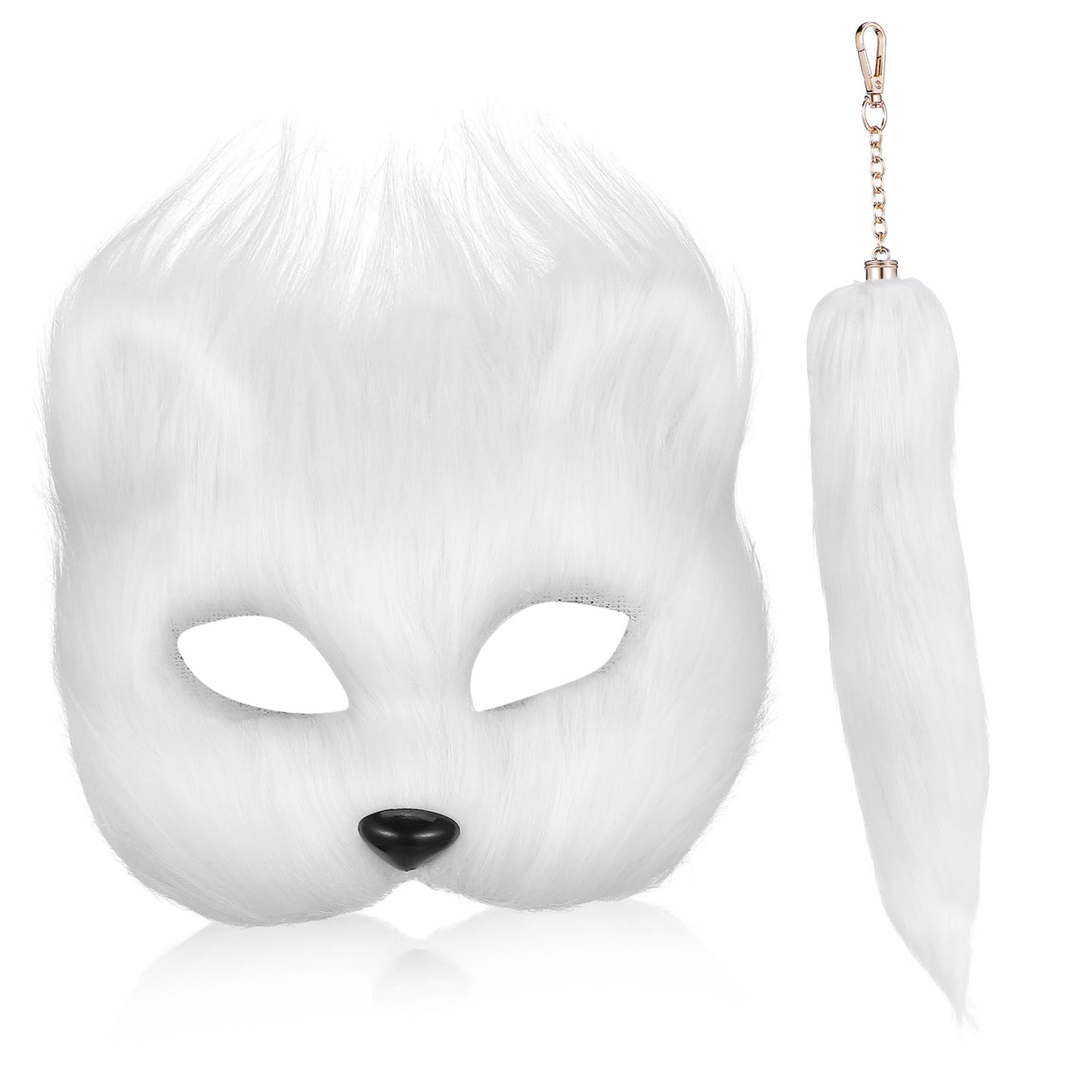 Healvian 2 Juegos Conjunto de Máscara de y para Disfraces de Halloween Accesorios de Fiesta Cosplay Máscara Fluffy de Animal para Eventos Temáticos y Celebraciones