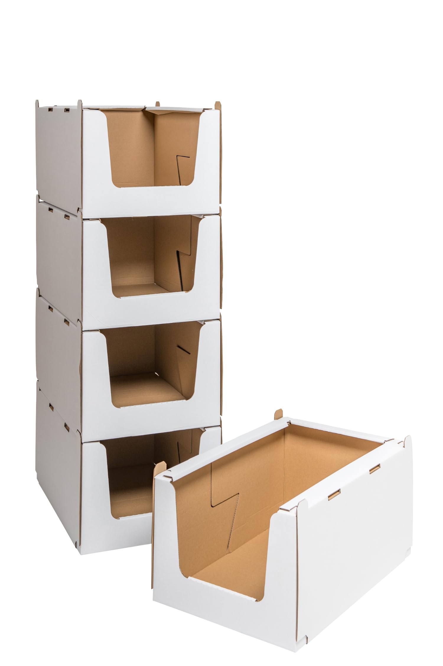 karton-billiger | Stapelkarton aus Wellpappe Lagerkarton Lagerbox Stapelbox weiß, Größe M - 587x382x281mm - weiß (20)