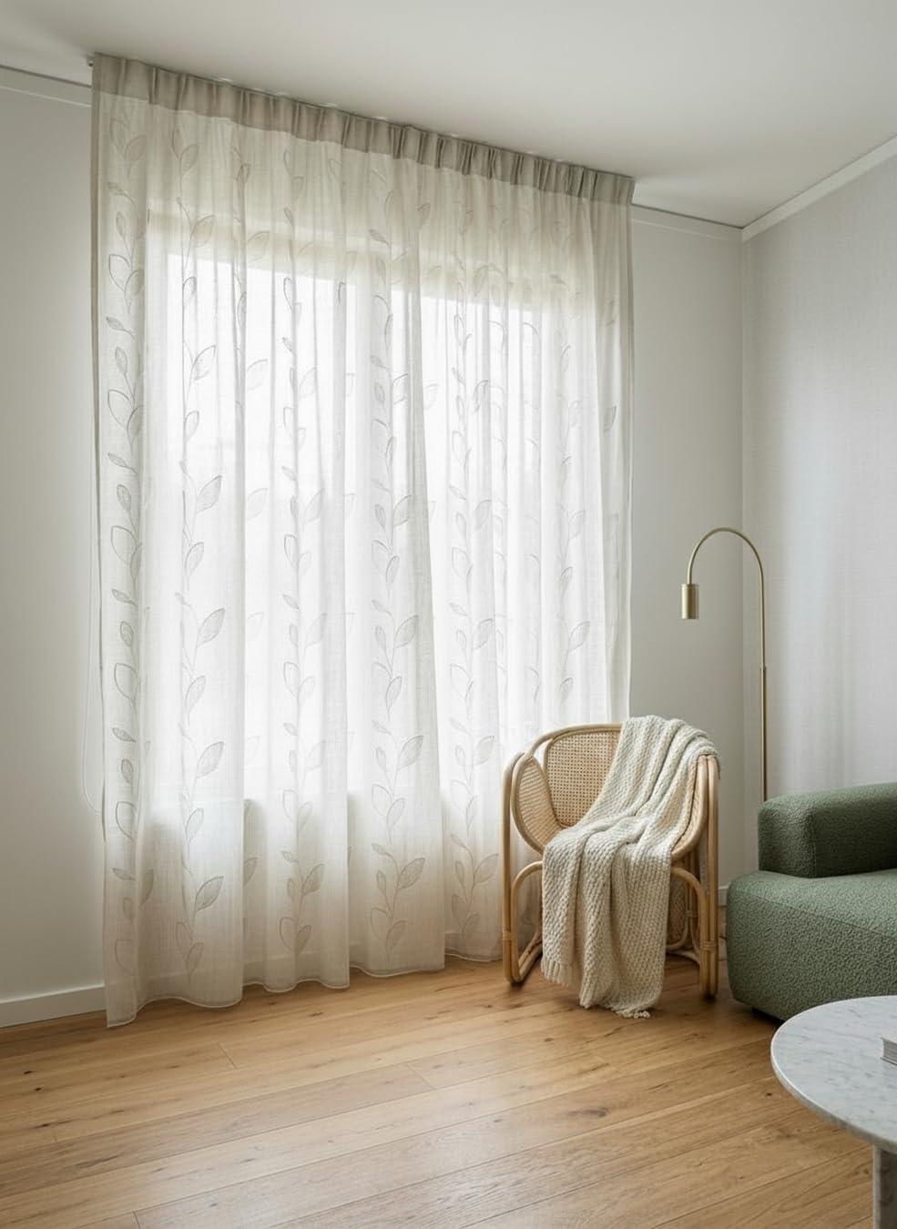 Tende con Fettuccia Arricciatenda su misura, Tessuto ricamato effetto lino bianco, Larghezza pannello 280 cm, per Binari da 140/170 cm, Altezza da 180 a 290 cm - 280x270 cm - Bianco