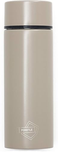 IPPINKA Poketle - Botella aislada personal, pequeña, 4.1 fl oz, acero inoxidable, ligera, color beige
