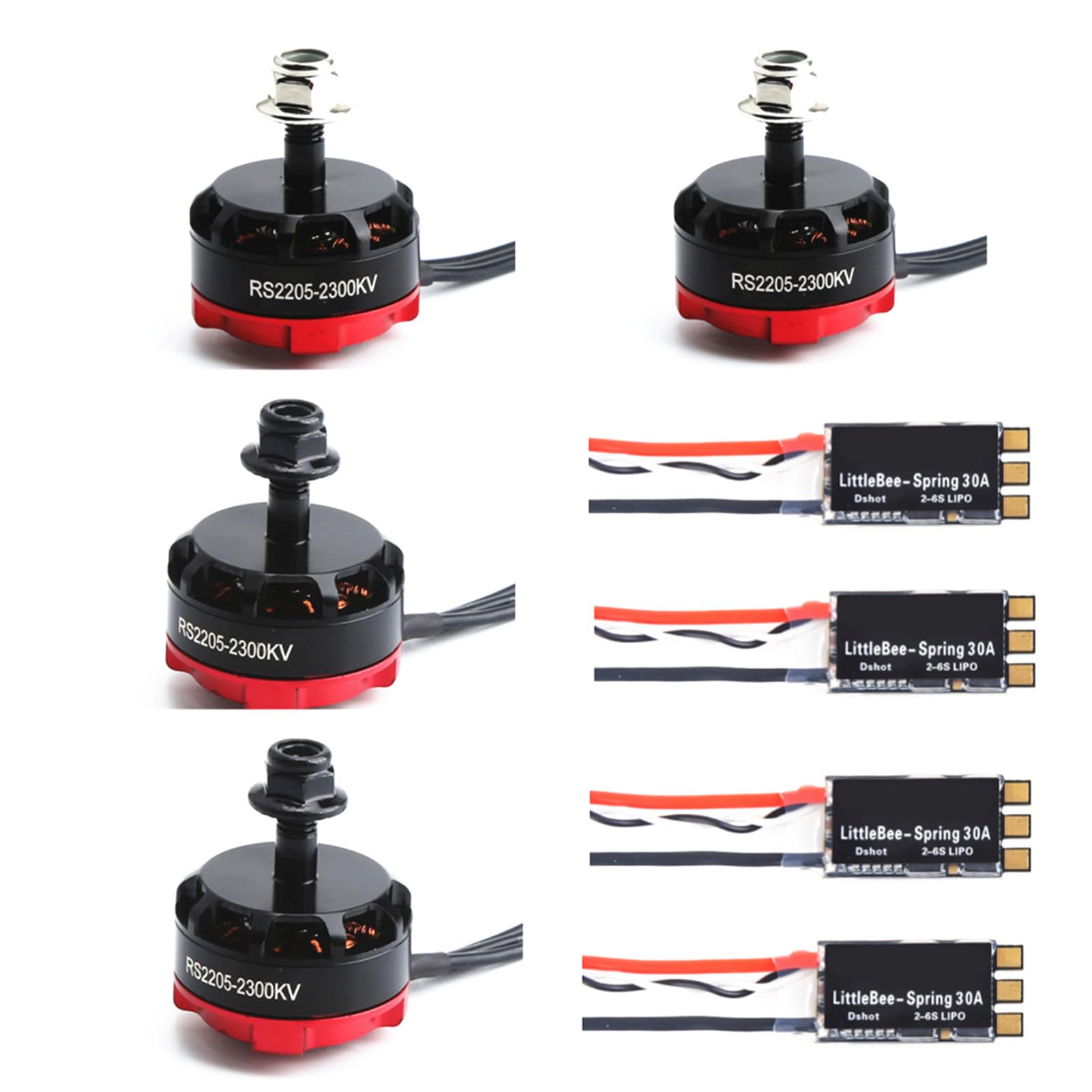 HUIOP Motore brushless 2205 2300KV 4 pezzi Motore rotante inverso in avanti e 4 pezzi 30A ESC per FPV RC Racing Drone Multicopter,Motore per Drone FPV