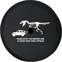 Vista 5 de Esqueleto de dinosaurio persiguiendo camper auto personalizado repuesto Tire Covers tamaño 28 a 29 pulgadas