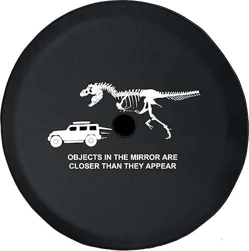 JL - Funda para neumáticos de dinosaurio y esqueleto persiguiendo caravana, tamaño de Tire Covers de 32 a 33 pulgadas con orificio para cámara