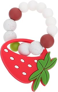 Toyvian 3 Pçs Pulseira De Bebê Silicone Grânulo Mordedor Bebê Silicone Links Bebê Molar Pulseira Mastigar Brinquedo Brinquedos Infantis Mordedores De Frutas Para Bebês Morango Molar