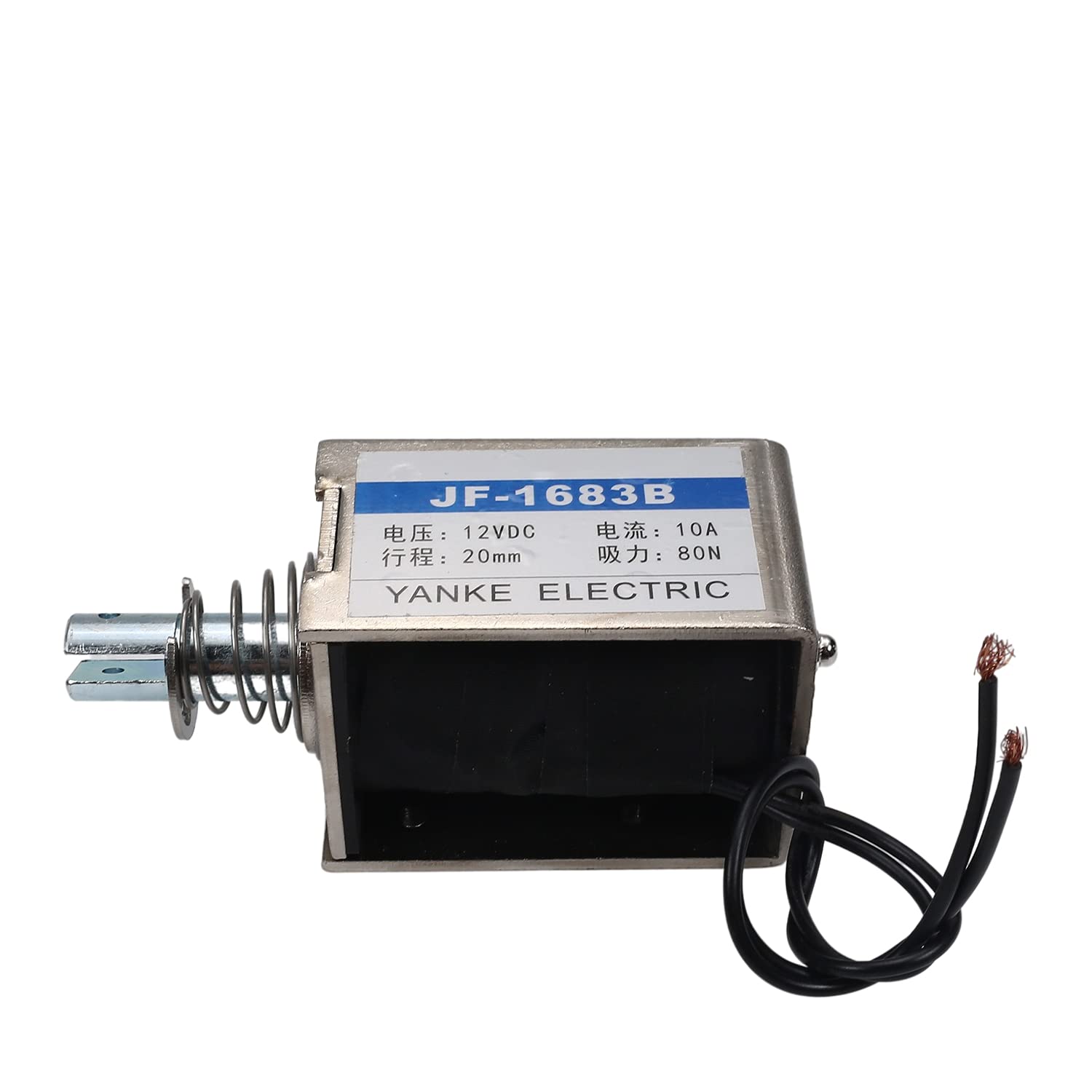 Aicosineg Push Pull Type Electric DC Solenoid Electromagnet 12V 10A 80N Open Frame Solenoid Electromagnet Spring Plunger Solenoid 15mm Stroke