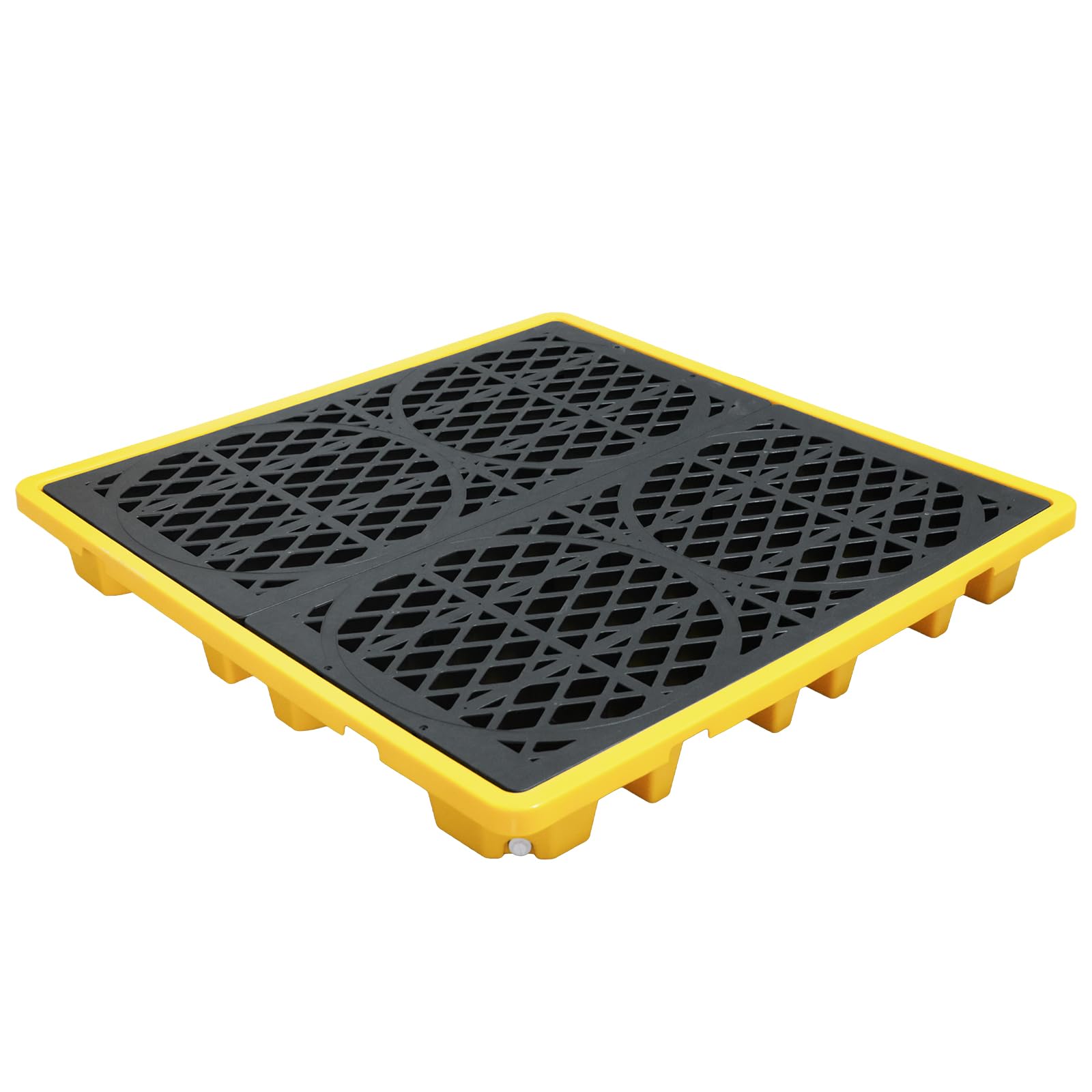 LYAYAN 4-Drum Spill Containment Pallet | 51"x51"x6" Heavy-Duty Polyethylene Tray with Drain | Anti-Slip & Detachable Secondary Containment for