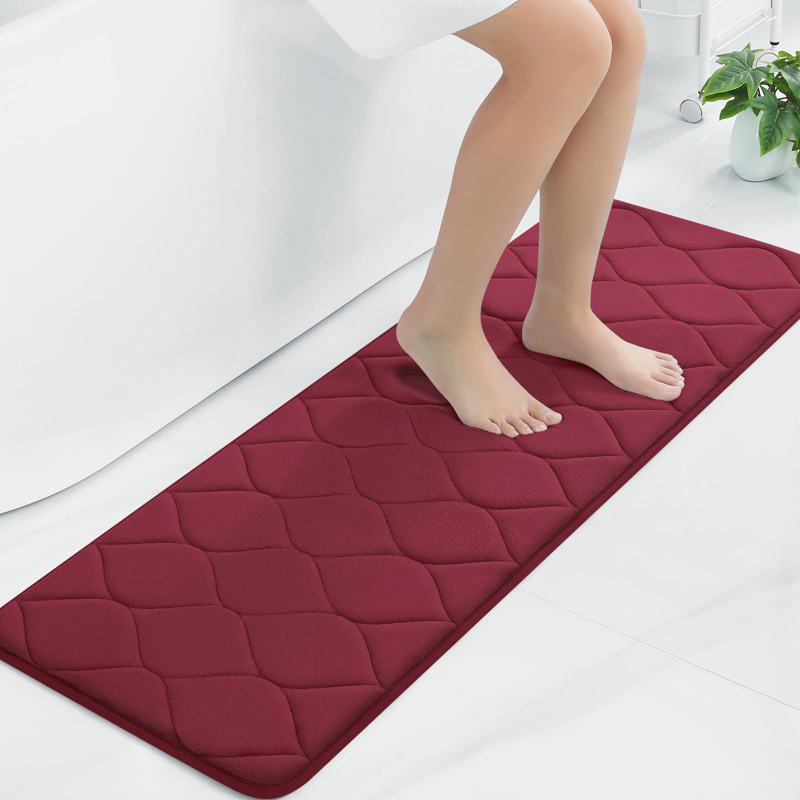 Colorxy Memory Foam Bathroom Rugs, Ultra Soft & Non-Slip Bath Mat, Water Absorbent and Machine Washable Shower Bath Runner Rug for Kitchen Bathroom