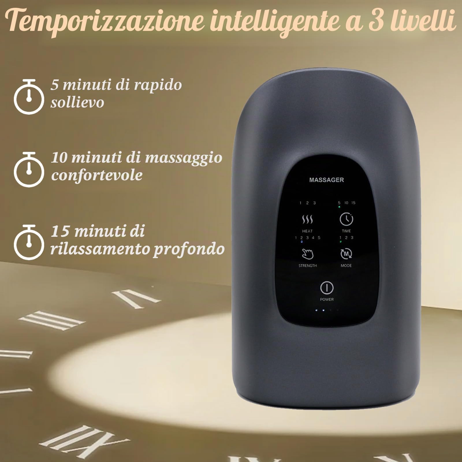 Massaggiatore elettrico per le mani, senza fili, con 3 massaggi, 3 temperature, 5 livelli di pressione, massaggiatore per dita, il miglior regalo per la famiglia e gli amici (grigio)