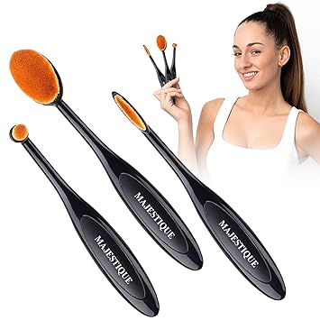 Majestique professional Foundation Concealer Blending Blush Liquid Powder Cosmetics Oval Makeup brush set (PACK OF 3)