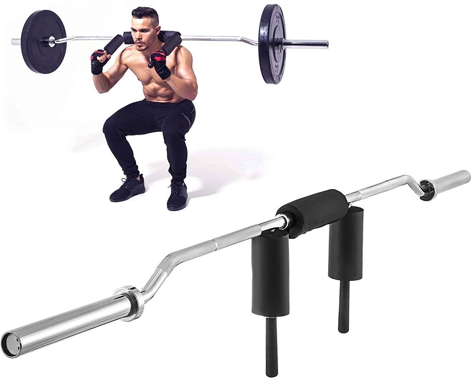 Buy BotaBay 7ft Safety Squat Bar with Shoulder and Arm Pads Fitness