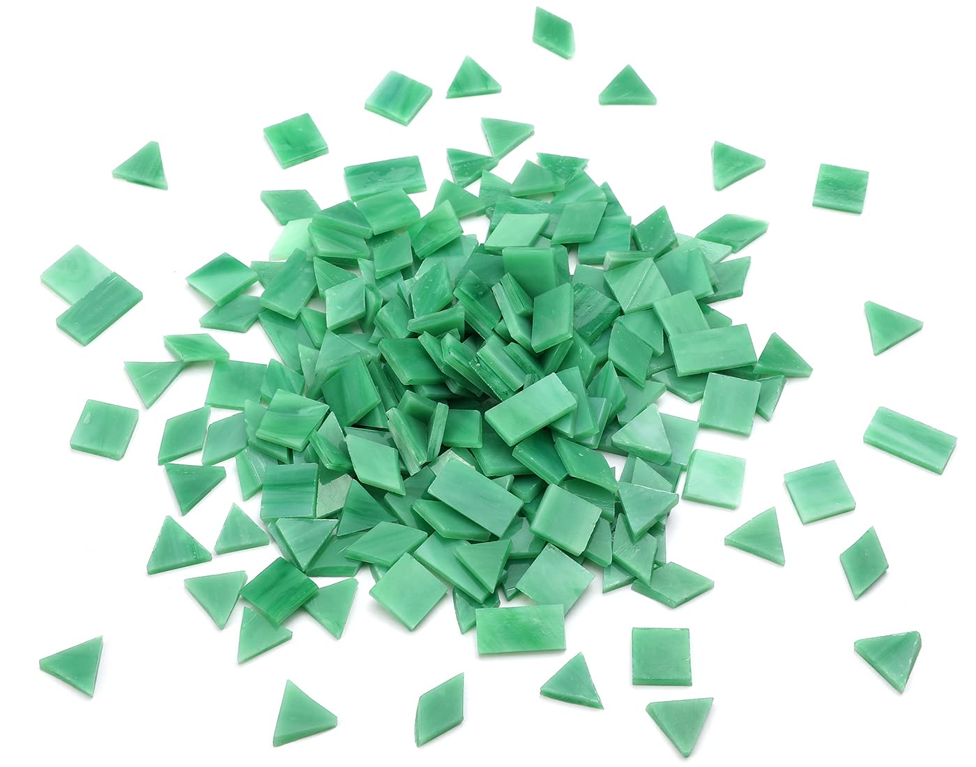 Lanyani 200pcs Mixed Color Glass Mosaic Tiles - 4 Shapes, Tiffany Stained Glass Pieces - Square/Rectangle/Diamond/Triangle