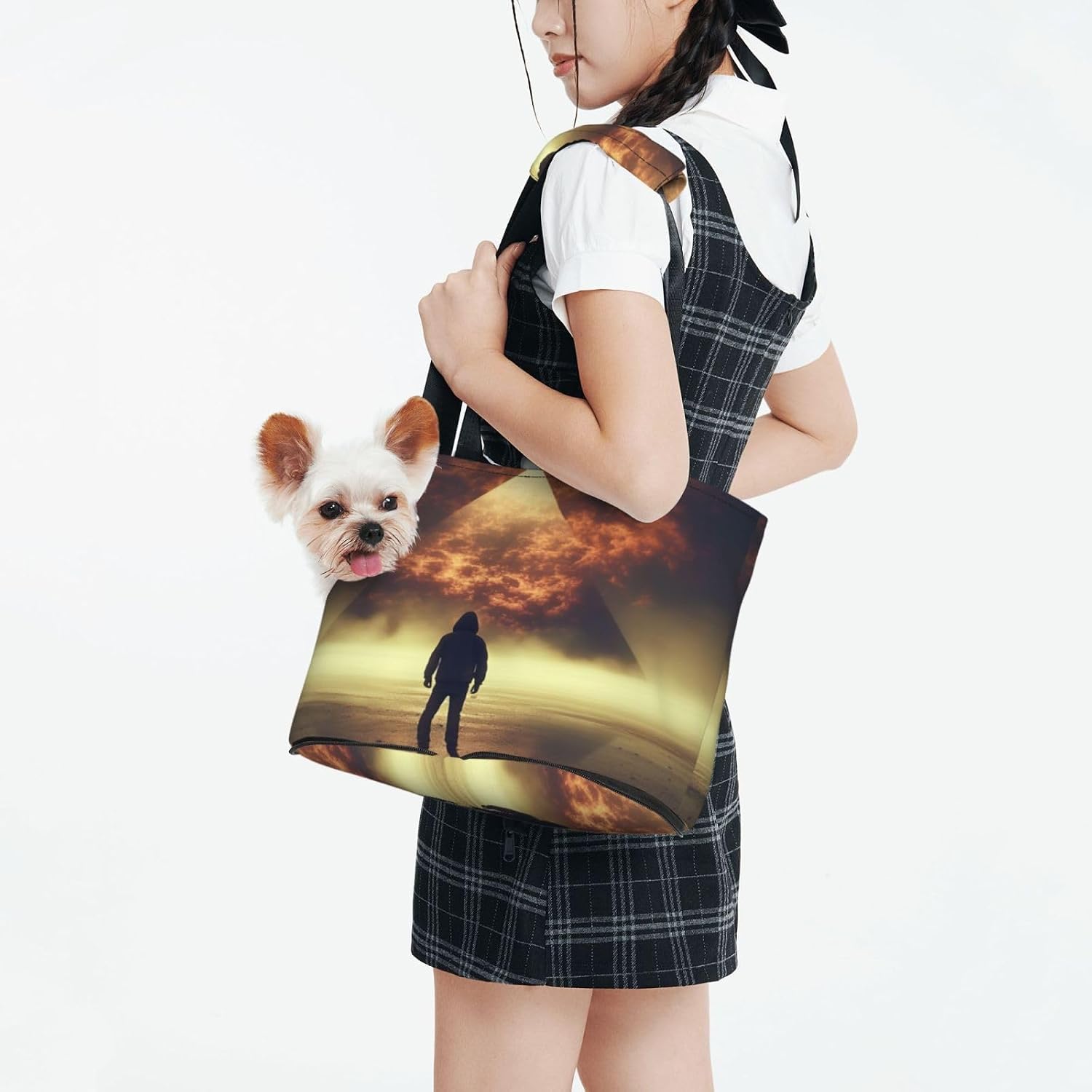 Pyramids in Flames Dog Purse Carrier,Pet Tote Bag, Bag for Small Dogs Cats Puppy