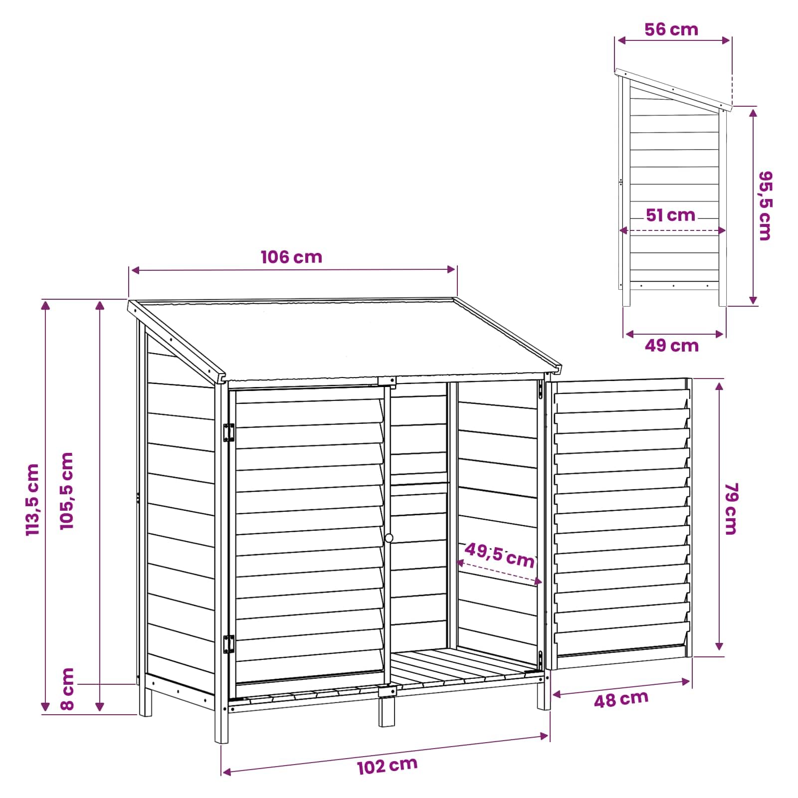 vidaXL Shed ogrodowy naturalny 106 x 56 x 113,5 cm Drewno Świerkowe