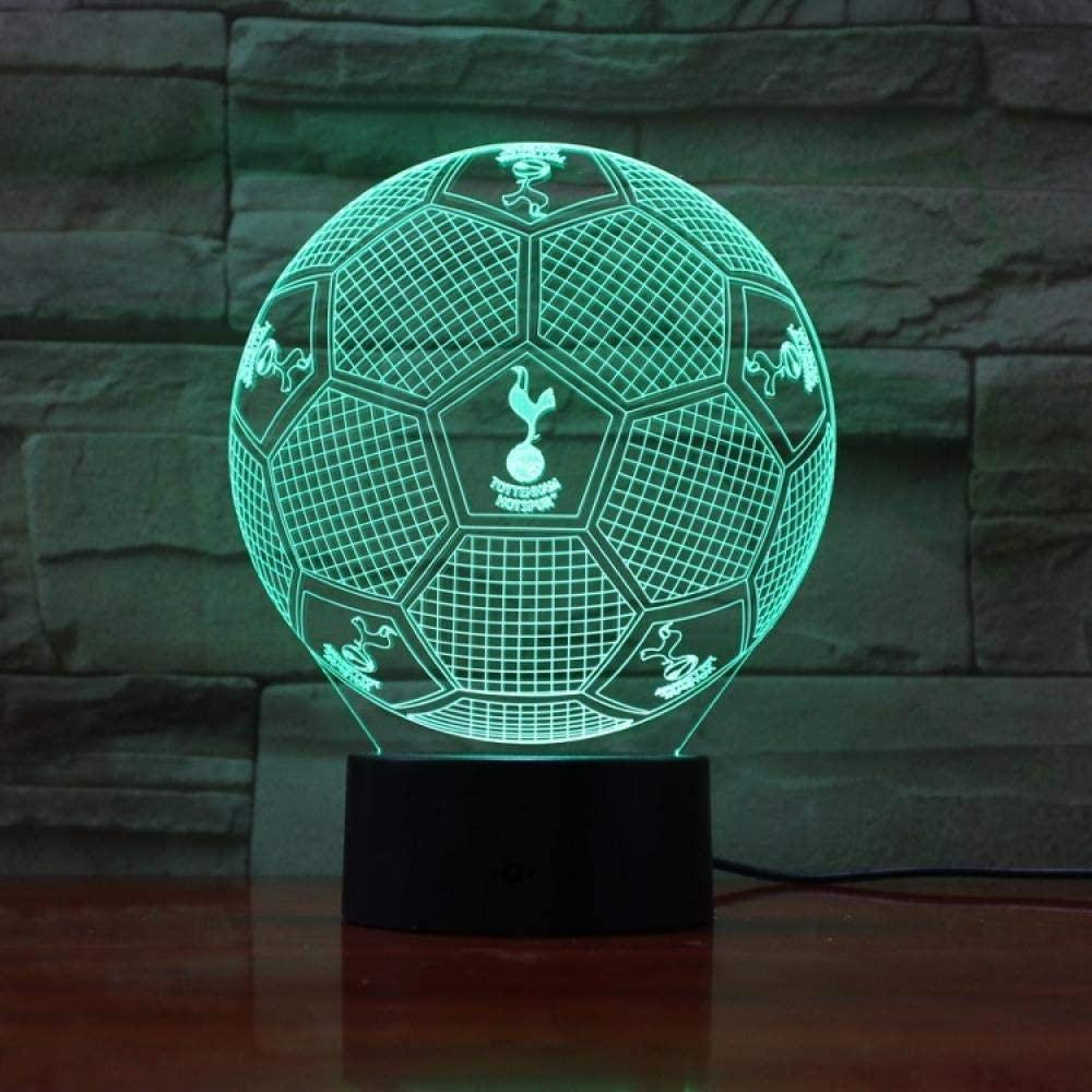 3D Night Light Tottenham Football Illusion Table Lamp LED 7 Colors 16 Colors Touch Remote Control Color Mood Lamp USB Home Bedroom Bedside Lamp