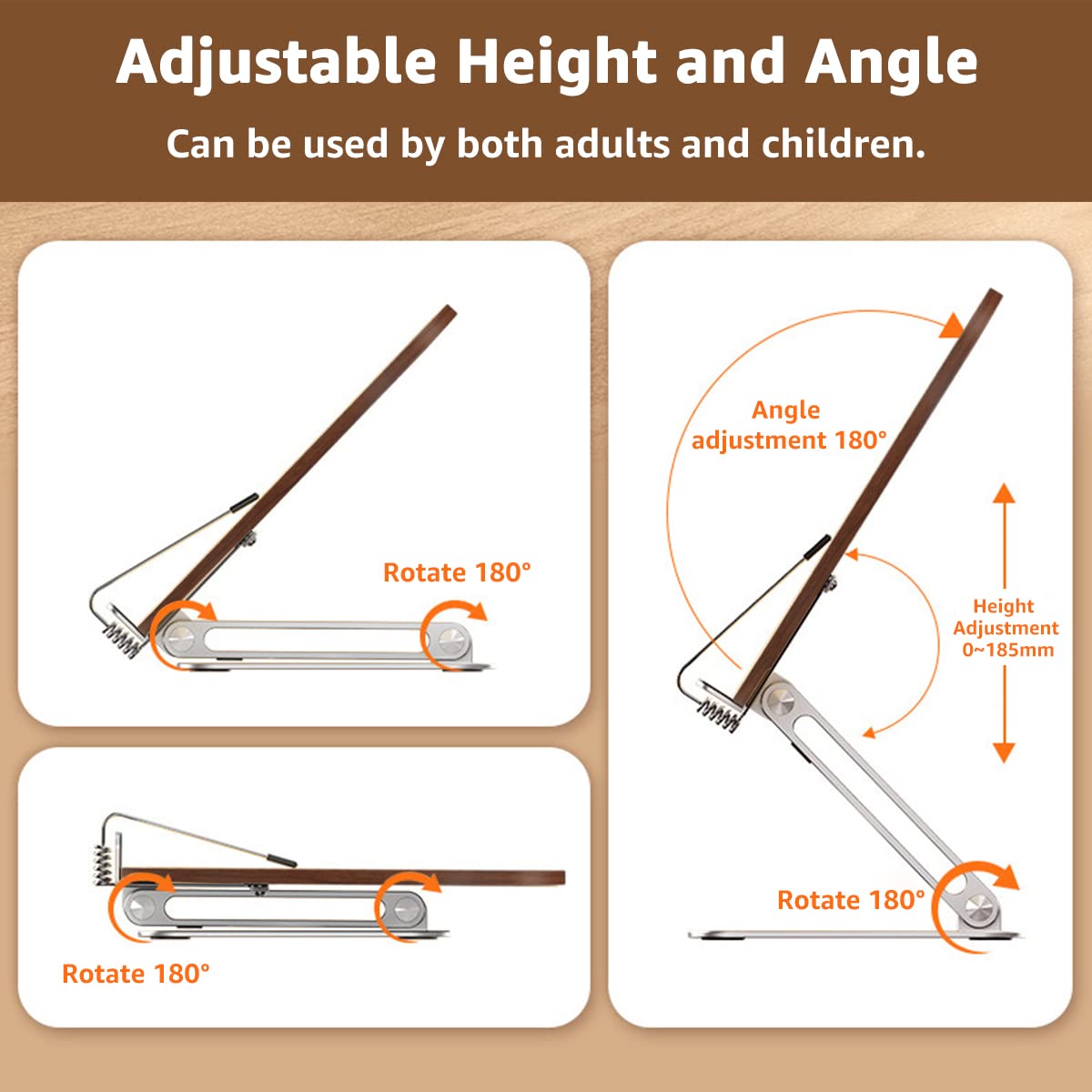 Supporto Per Libri Metallico Regolabile - 6 Posizioni, Antiscivolo, Per Cucina, Scuola E Ufficio