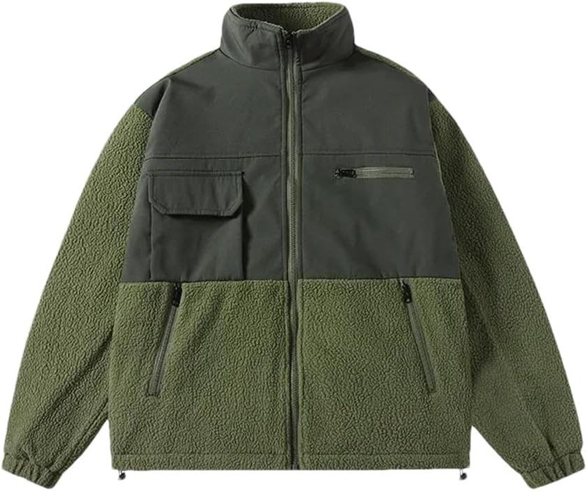 Men's Skiing Fleece Thick Warm Jacket Casual Loose Outdoor Workwear Jacket