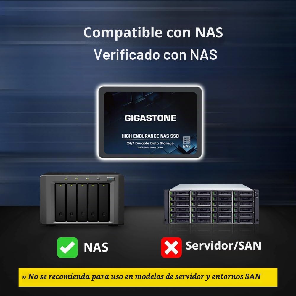 Gigastone Unidad SSD NAS de 4 TB (paquete de 2) 24/7 de alta resistencia RAID de almacenamiento de datos en red, almacenamiento conectado a la red, discos duros internos SATA de 2.5 pulgadas