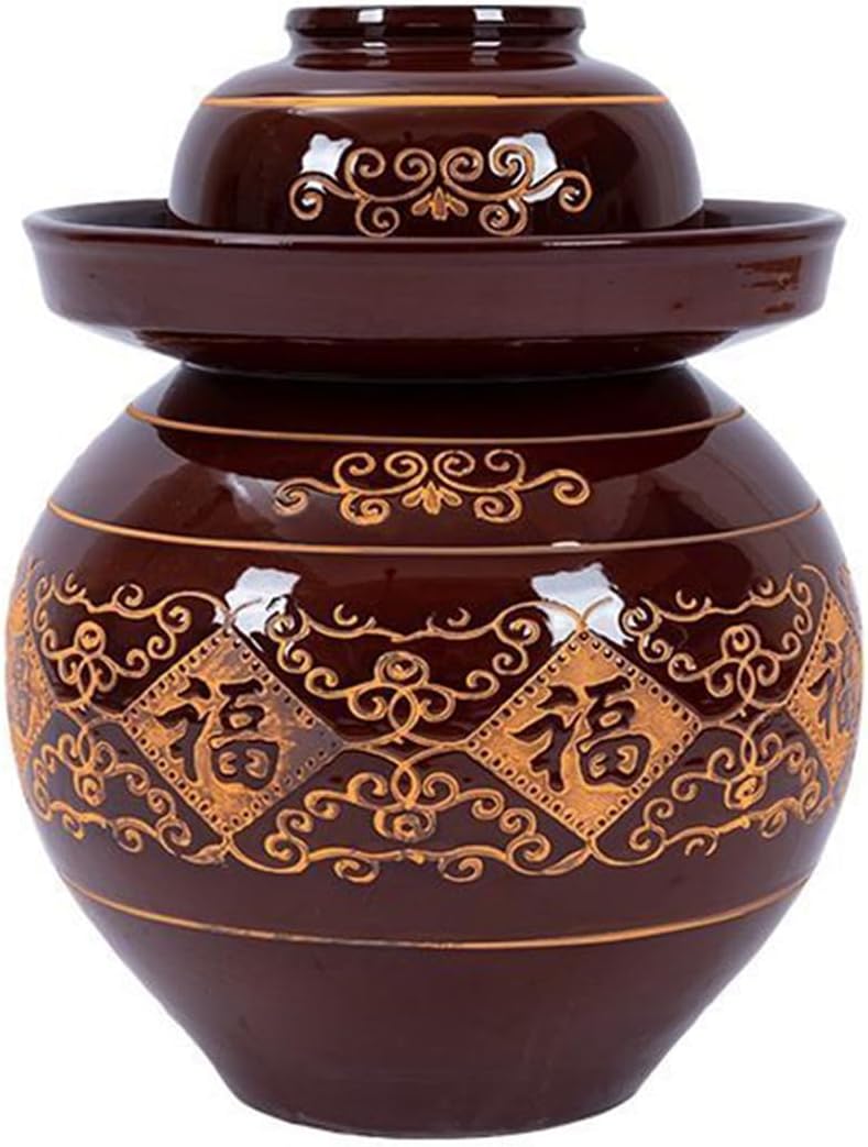 Large Ceramic Pickle Jar, Fermentation Jar, Fermenting Crock with Water Seal Airlock Lid, Fermentation Tank for Pickling Kimchi Sauerkraut,Stoneware Brewing 8L,One Color-11L
