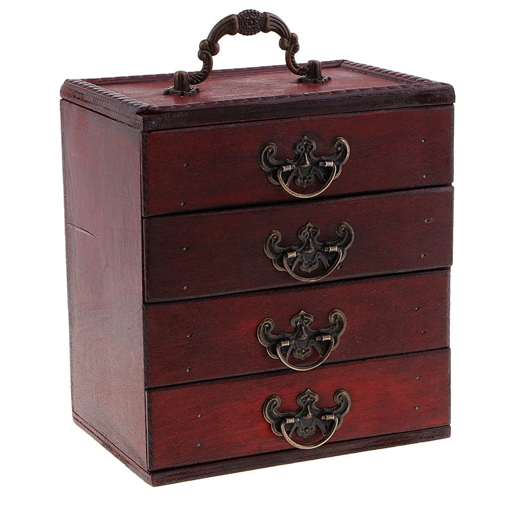 Boîte de rangement antique en bois et coffre au trésor artisanal de collection