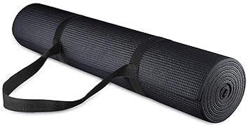 LAVISH HANDICRAFT Exercise & Yoga Mat for Women and Men, High Density, Anti-Slip/Skid/Split Yoga Mat for Home, Outdoor, Gym Workout and Flooring Fitness Mat with strap (24x72 IncheS) (4MM, BLACK) - image, photos
